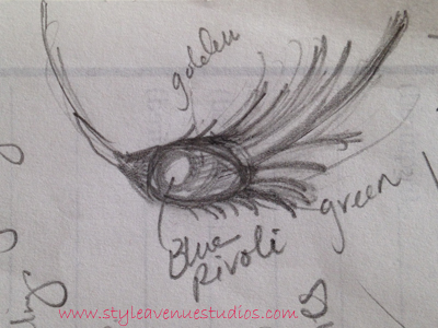 peacock necklace drawing