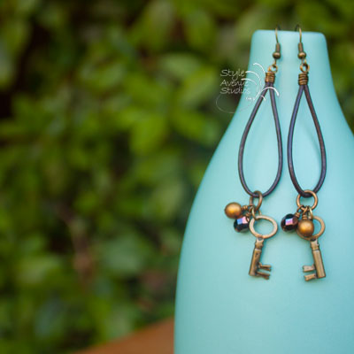 leather dangle earrings, rustic earrings, unique earrings