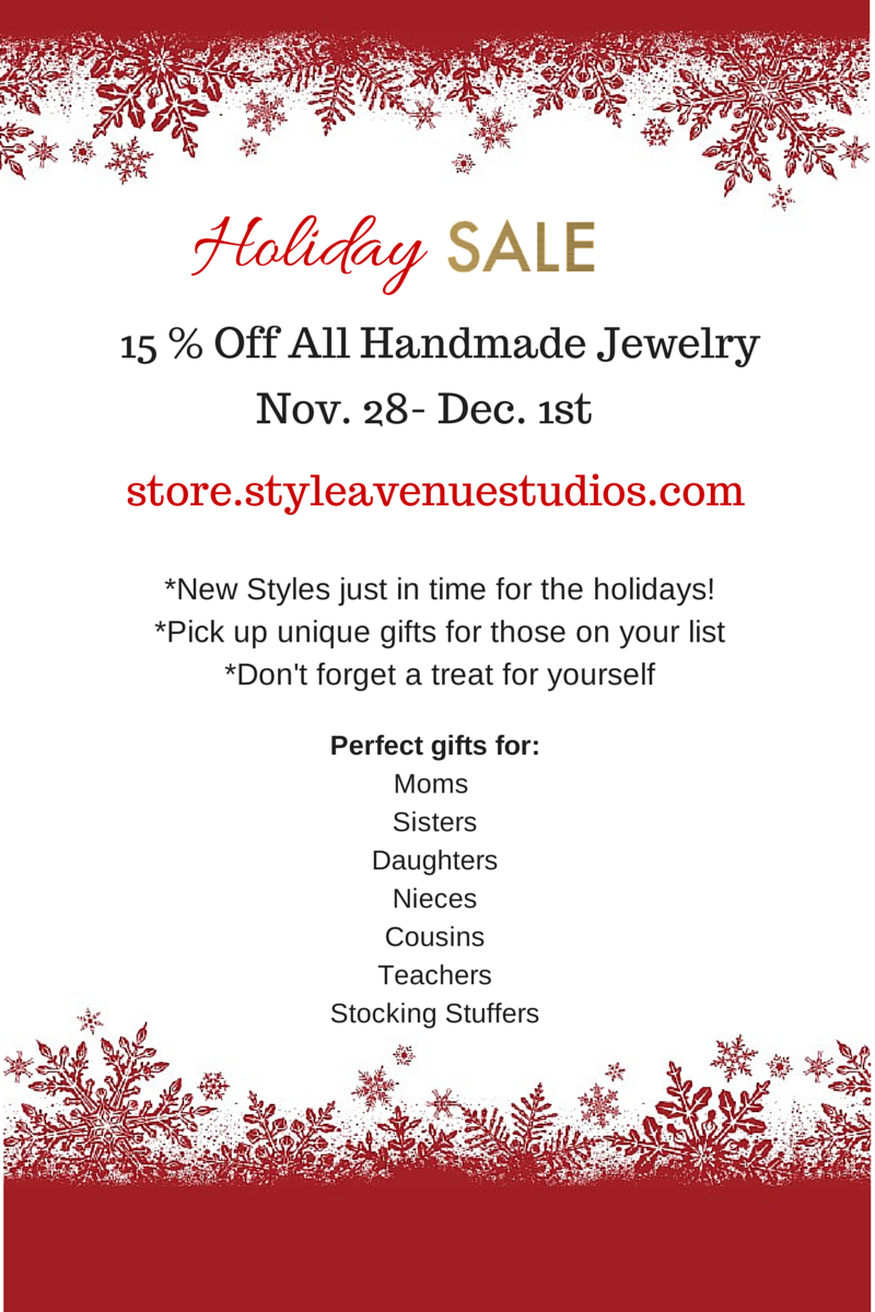 style avenue studios, handmade jewelry, holiday sale, christmas gifts