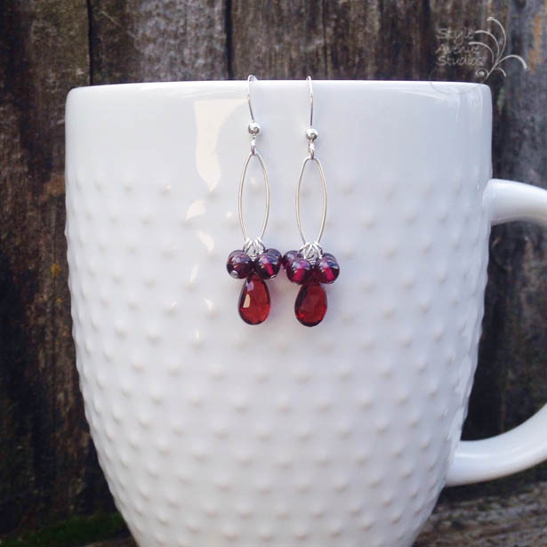 Garnet and Sterling Earrings