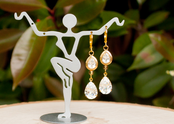 Crystal Bridal Earrings Gold