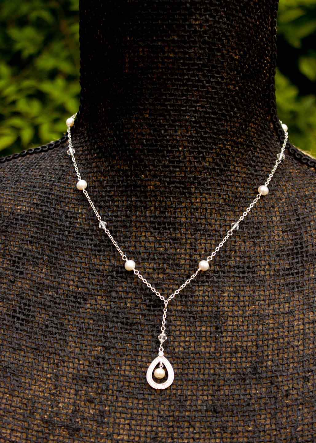 CZ Pearl Bridal Necklace