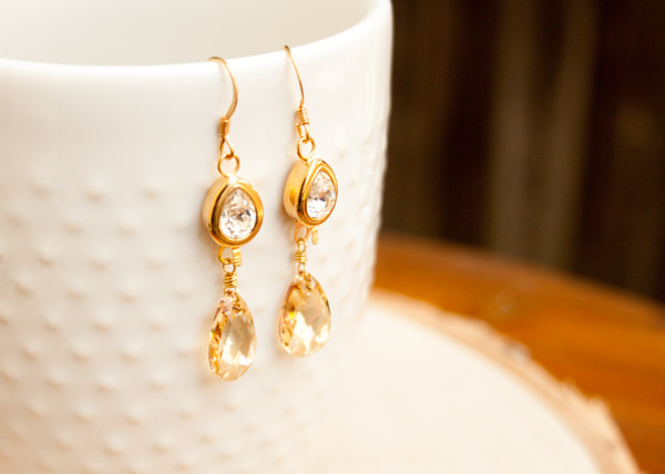 Gold Crystal Bridal Earrings