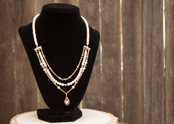 Pearl Gold Crystal Bridal Necklace
