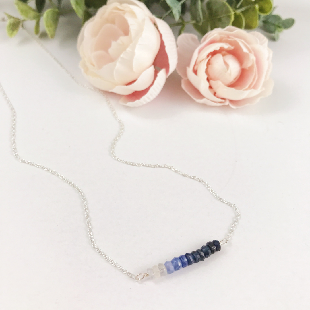 ombre sapphire bar necklace