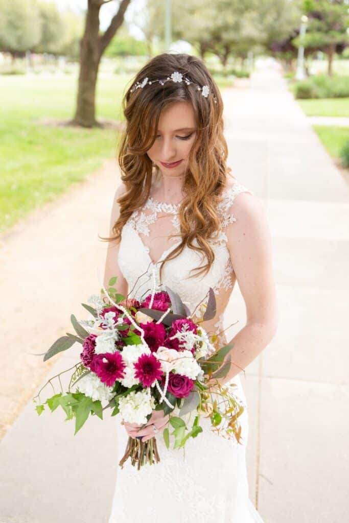 Pearls crystals flower hair vine
